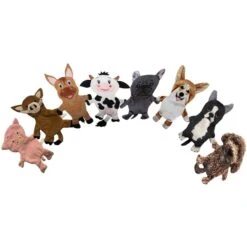 Piggy Poo And Crew Farm & Dog Paper Crinkle Squeaker Toys, 8 Count