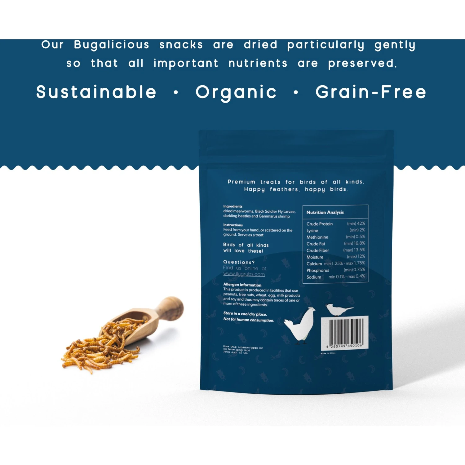 FLYGRUBS Bugalicious Bird Treats, 30-oz Bag 1 FLYGRUBS Bugalicious Bird Treats, 30-oz Bag