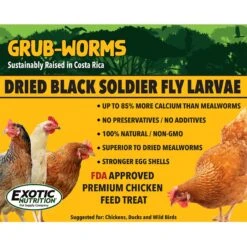 Exotic Nutrition Grub-Worms Dried Black Soldier Fly Larvae Bird Food, 2.5-lb Bag -Meadow Farm 692694 PT8. AC SS1800 V1668024574