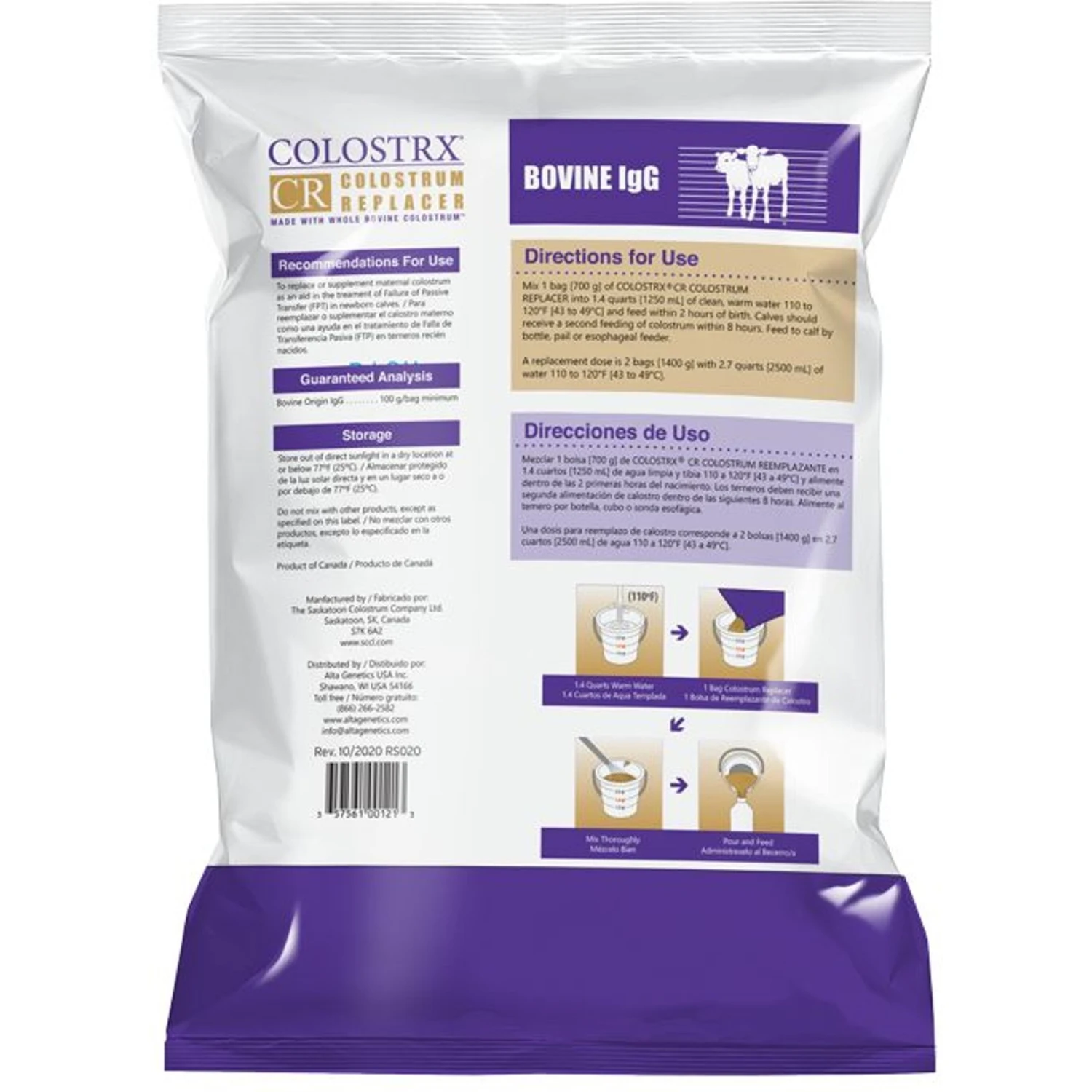 Colostrx CR Colostrum Replacer Cattle Supplement, 700-g Bag 2 Colostrx CR Colostrum Replacer Cattle Supplement, 700-g Bag - Image 2