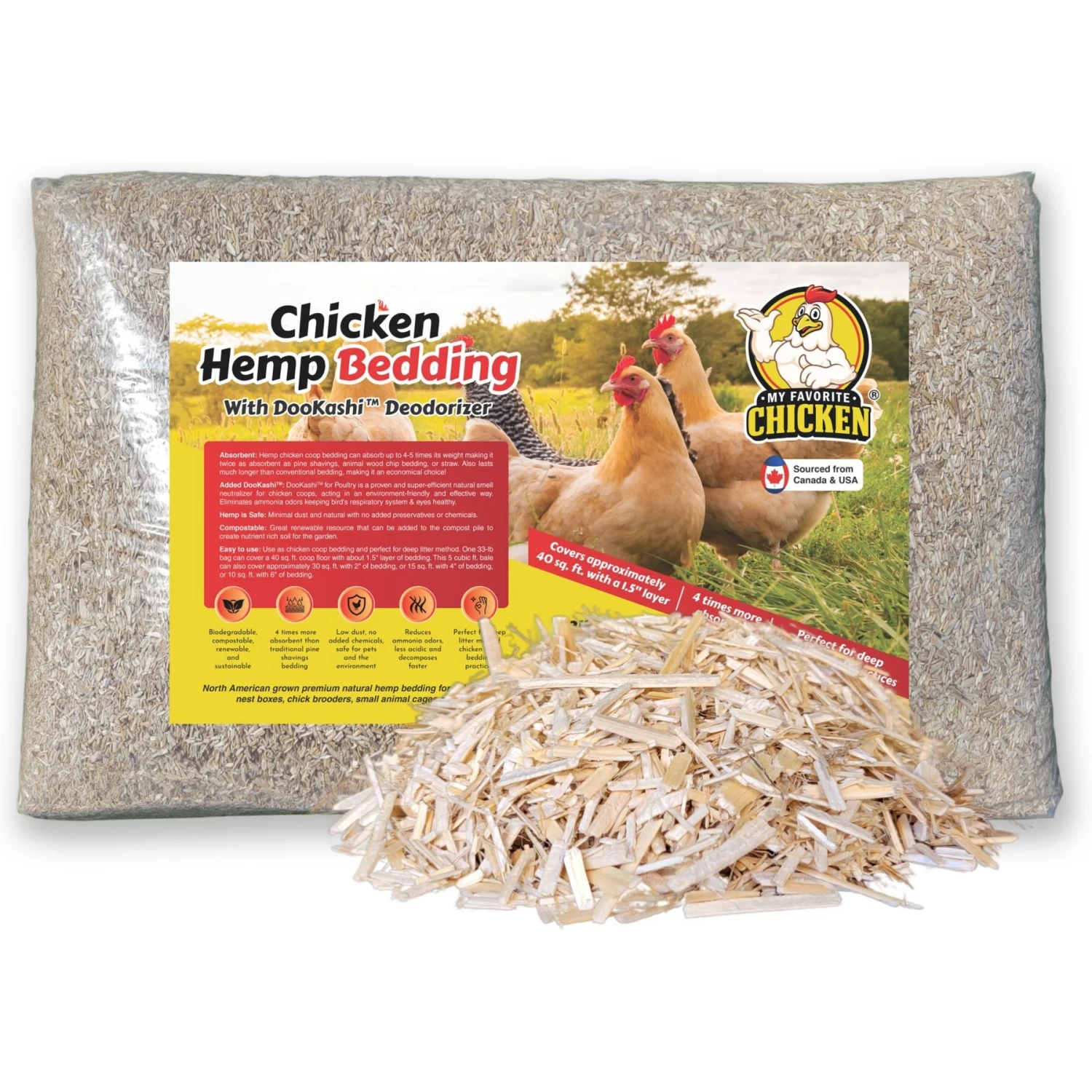 My Favorite Chicken Hemp Chicken Coop Bedding With DooKashi Odor Eliminator, 5 Cu Ft Bag 1 My Favorite Chicken Hemp Chicken Coop Bedding With DooKashi Odor Eliminator, 5 Cu Ft Bag