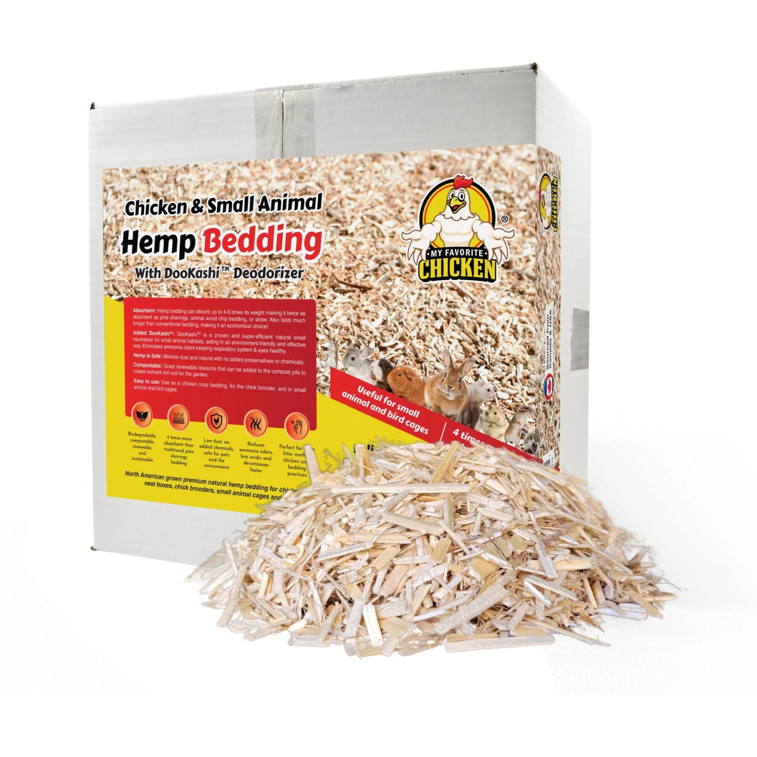 My Favorite Chicken Chicken & Small Animal Hemp Bedding With DooKashi Odor Eliminator, 1 Cu Ft Box 1 My Favorite Chicken Chicken & Small Animal Hemp Bedding With DooKashi Odor Eliminator, 1 Cu Ft Box