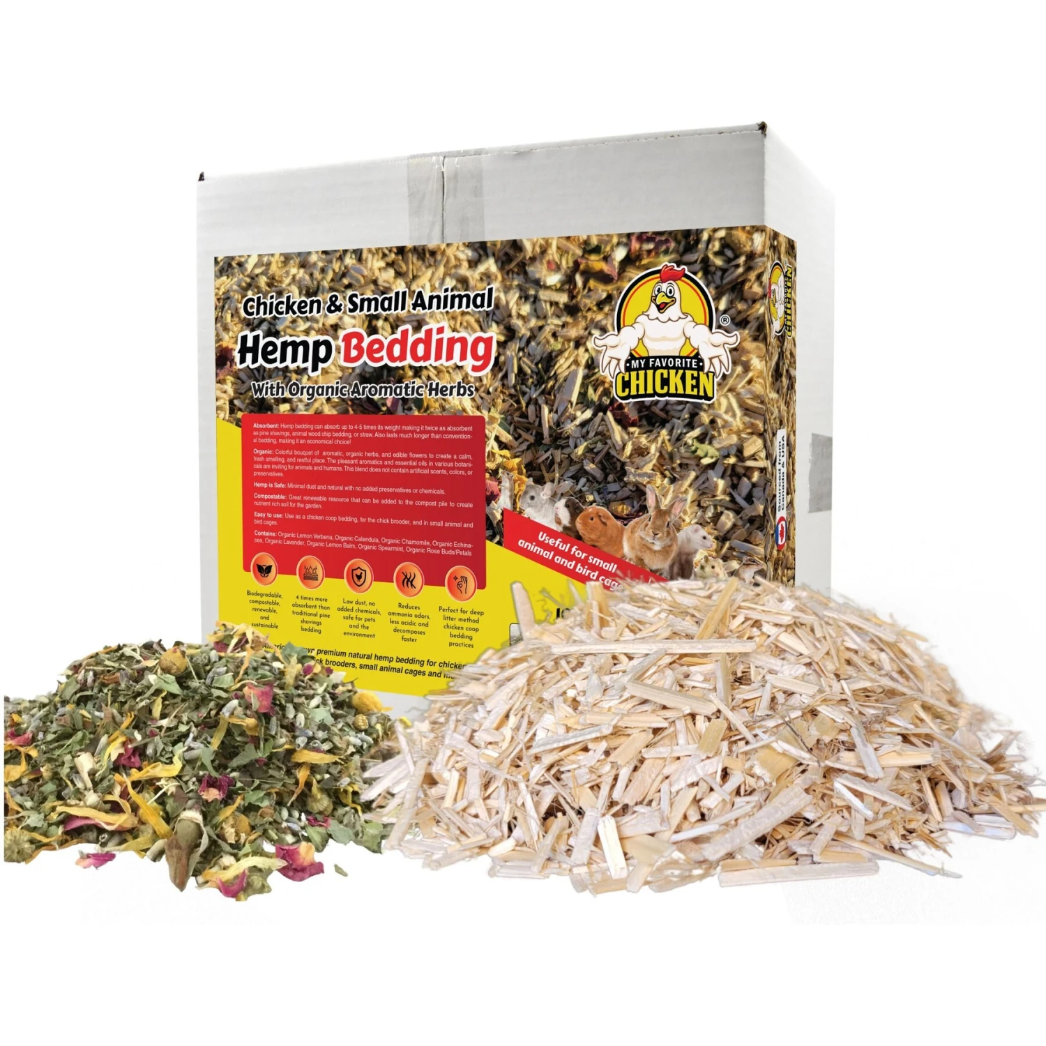 My Favorite Chicken Chicken & Small Animal Hemp Bedding With Organic Aromatic Herbs, 1 Cube Ft Box 1 My Favorite Chicken Chicken & Small Animal Hemp Bedding With Organic Aromatic Herbs, 1 Cube Ft Box