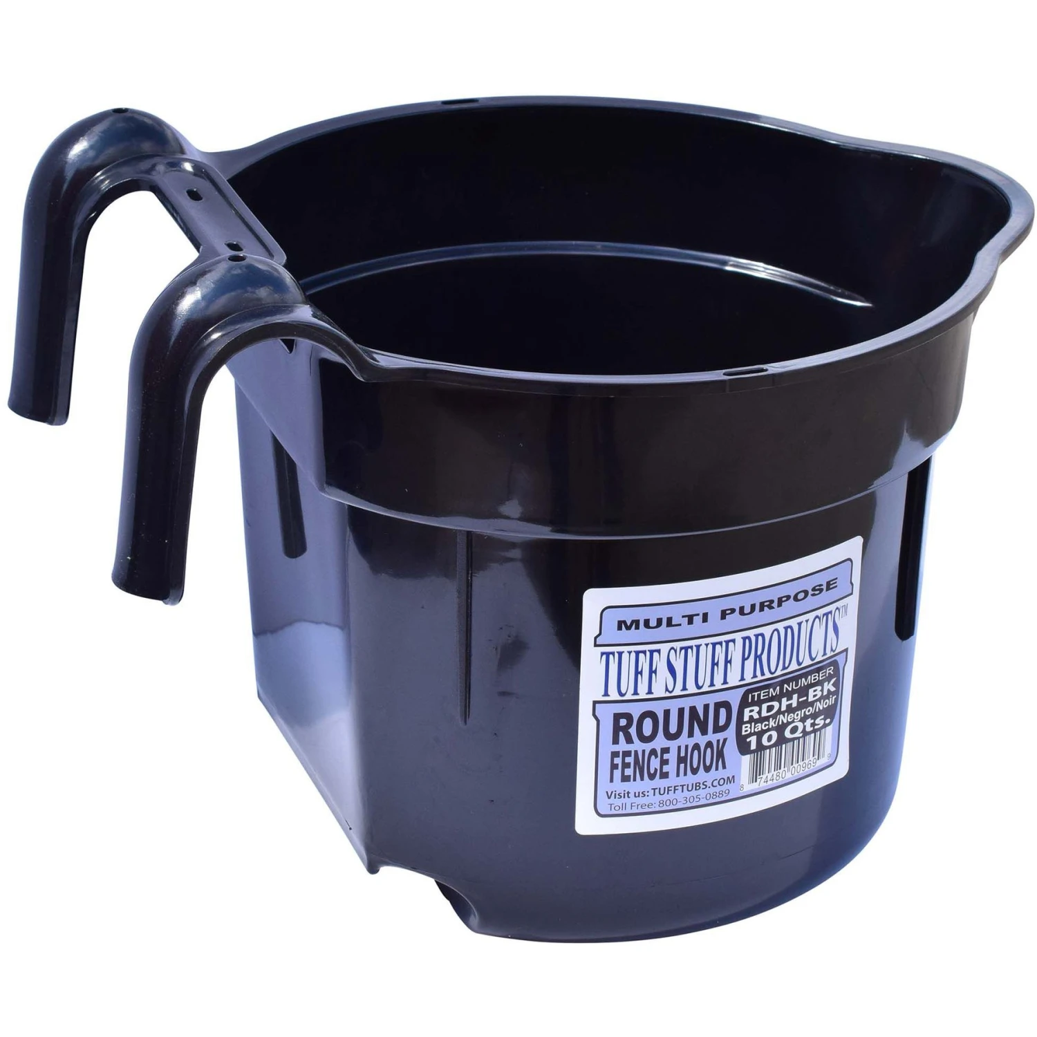 Tuff Stuff Products Heavy Duty Round Hookover Fence Hook Farm Animal Feeder, Black, 10-qt 1 Tuff Stuff Products Heavy Duty Round Hookover Fence Hook Farm Animal Feeder, Black, 10-qt