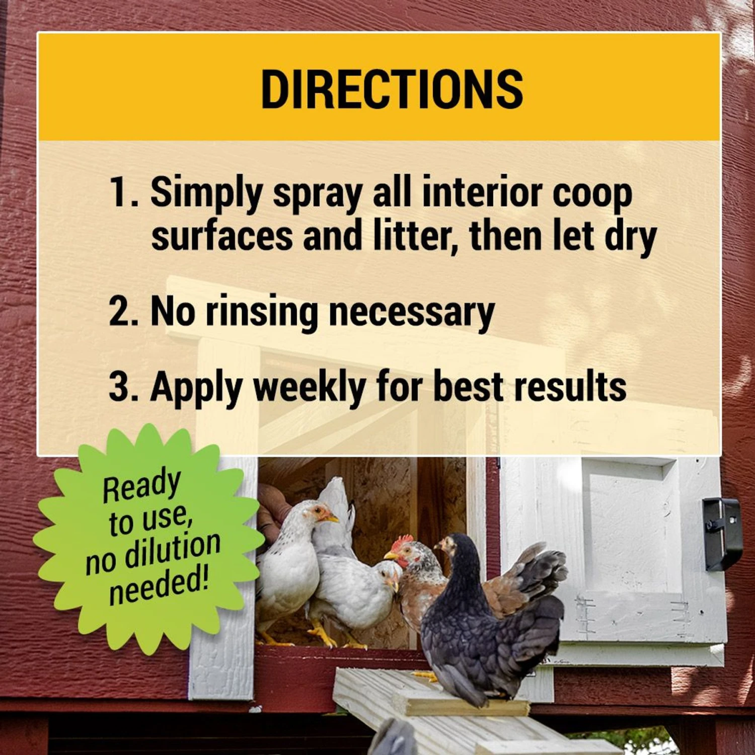 OverEZ Chicken Coop Organic Coop Care Deodorizing Spray, 32-oz Bottle 4 OverEZ Chicken Coop Organic Coop Care Deodorizing Spray, 32-oz Bottle - Image 4