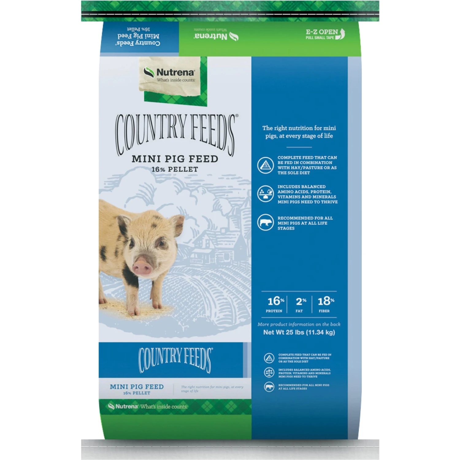 Nutrena Country Feeds 16% Pellet Mini Pig Feed, 25-lb Bag 1 Nutrena Country Feeds 16% Pellet Mini Pig Feed, 25-lb Bag