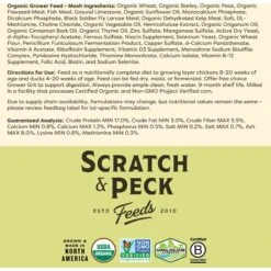 Scratch And Peck Feeds Organic 17% Protein Grower Mash Chicken Feed -Meadow Farm 804478 PT6. AC SS1800 V1682627453