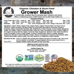Scratch And Peck Feeds Organic 17% Protein Grower Mash Chicken Feed -Meadow Farm 804478 PT7. AC SS1800 V1682614698