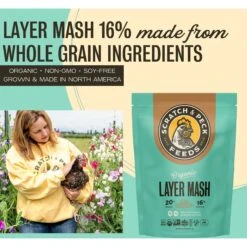 Scratch And Peck Feeds Organic 16% Protein Layer Mash Chicken Feed -Meadow Farm 804494 PT2. AC SS1800 V1682627656