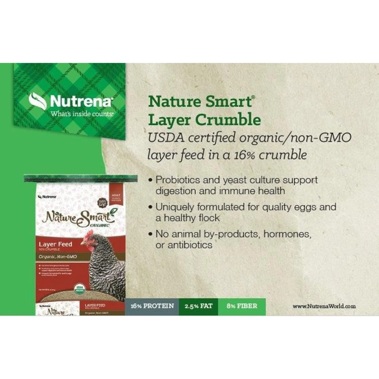 Nutrena Nature Smart Organic Layer Feed 16% Protein Crumble Chicken Feed 2 Nutrena Nature Smart Organic Layer Feed 16% Protein Crumble Chicken Feed - Image 2