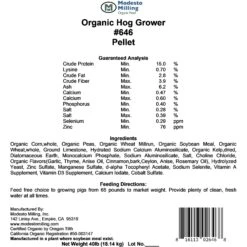 Modesto Milling Organic 15% Protein Hog Grower Pellets Pig Feed -Meadow Farm 913998 PT3. AC SS1800 V1689795591