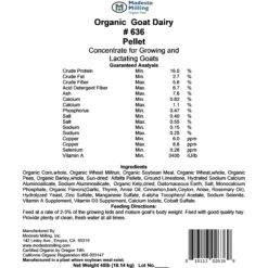 Modesto Milling Organic 16% Protein Dairy Goat Pellets Goat Feed -Meadow Farm 914006 PT3. AC SS1800 V1689795518