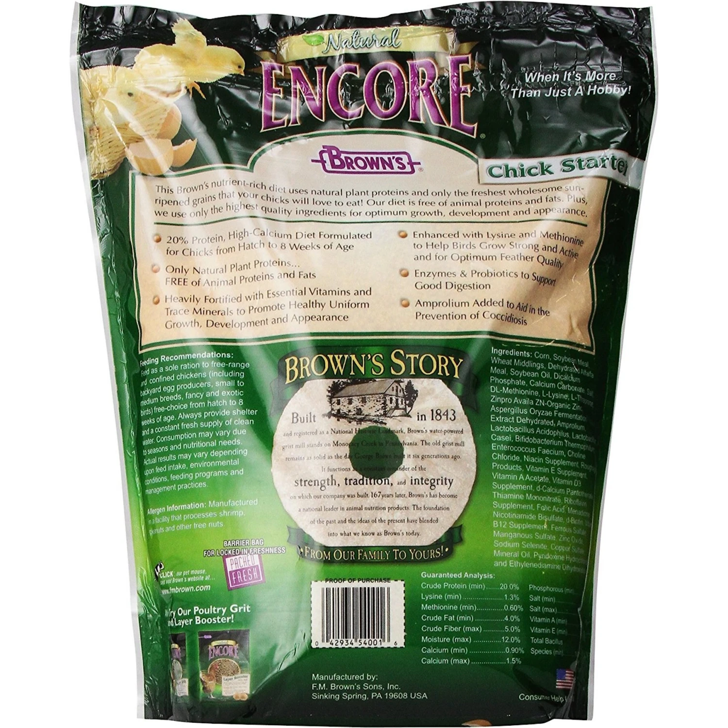 Brown's Encore Natural Chick Starter Baby Chicken Feed 2 Brown's Encore Natural Chick Starter Baby Chicken Feed - Image 2