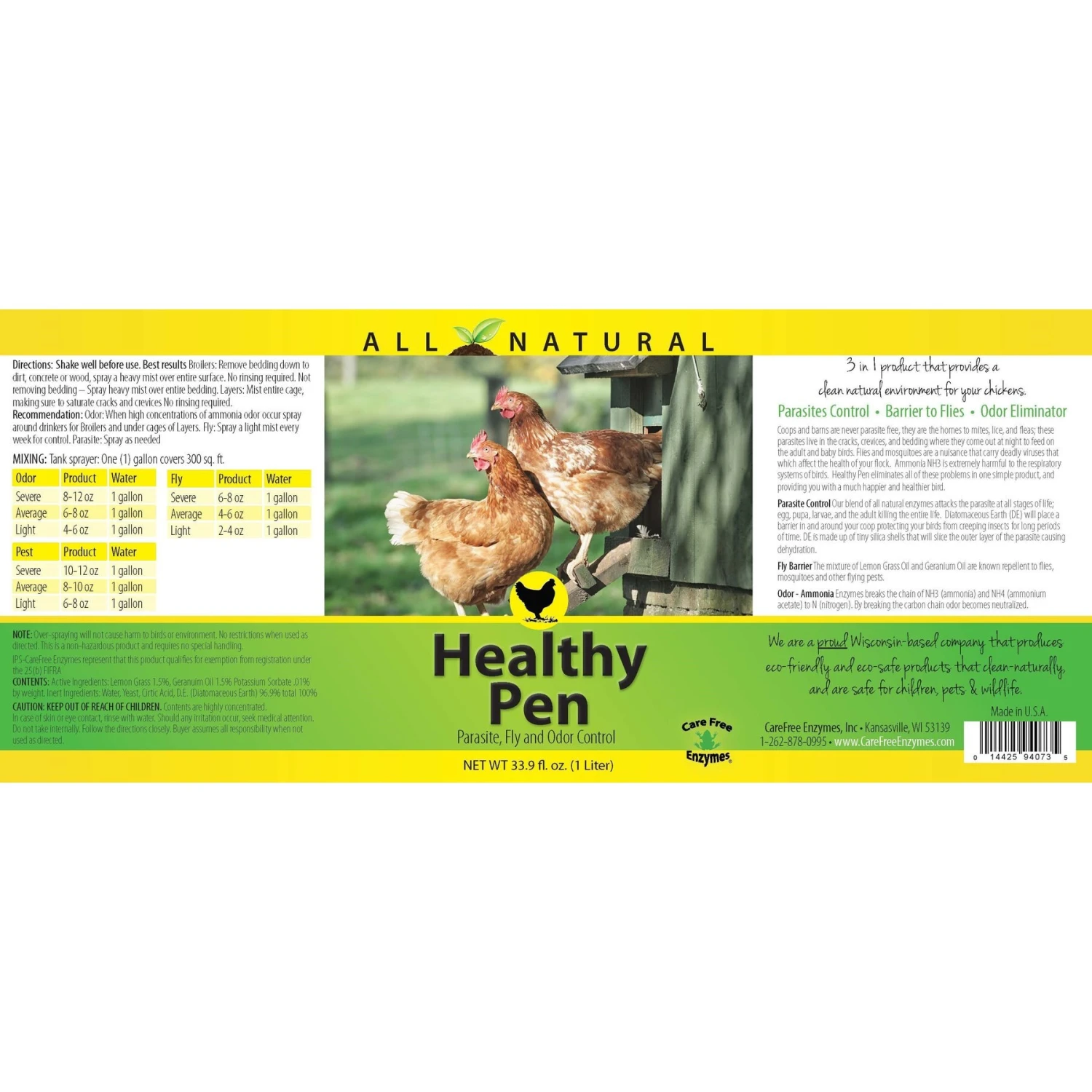 Carefree Enzymes Healthy Pen Farm Supplies, 1-L Bottle 3 Carefree Enzymes Healthy Pen Farm Supplies, 1-L Bottle - Image 3